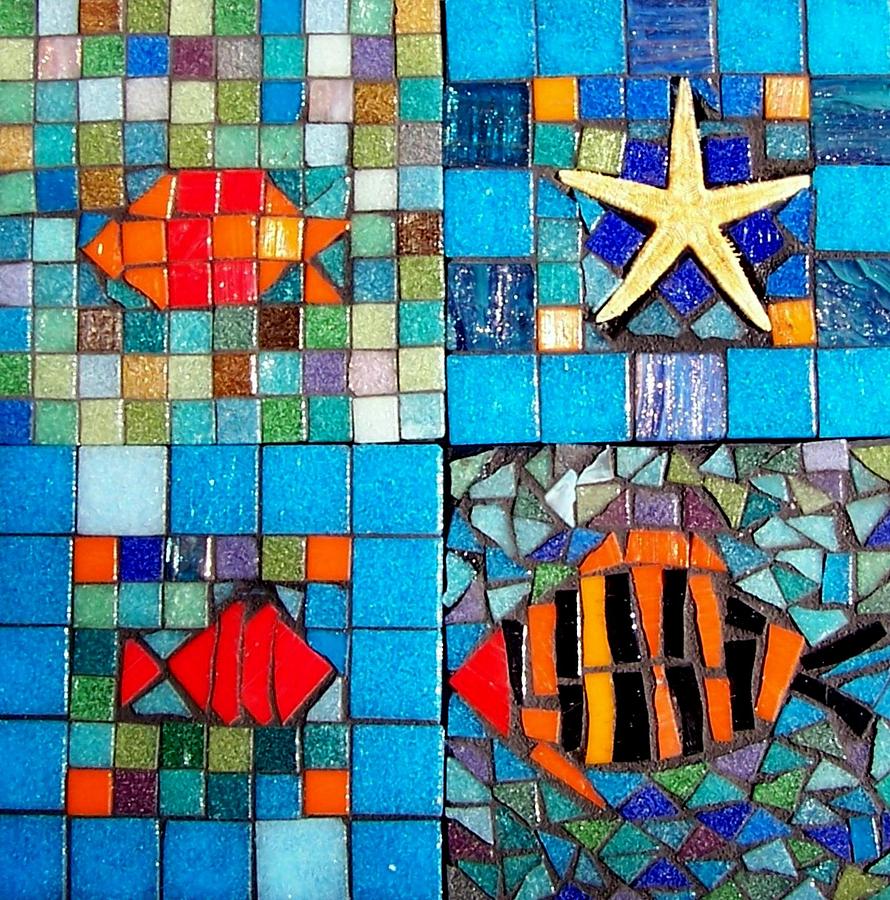 Mosaic Sea Life Glass Art by Kathleen Luther