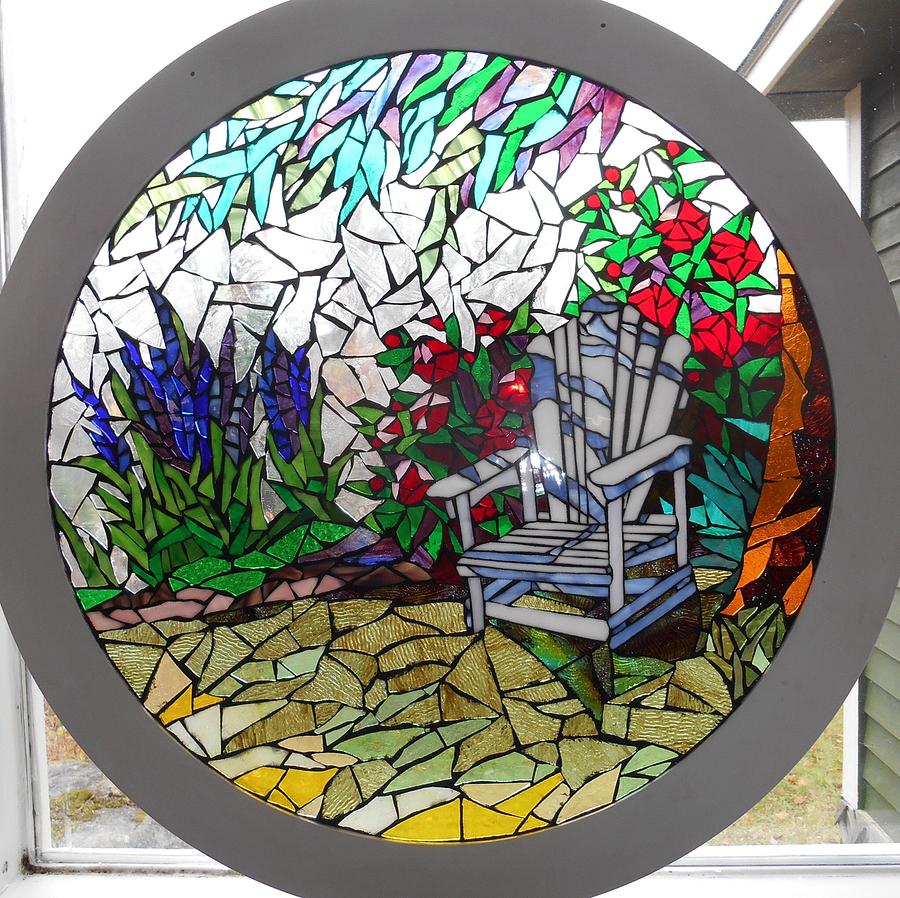 Mosaic Stained Glass - A Place To Reflect Glass Art by Catherine Van Der Woerd