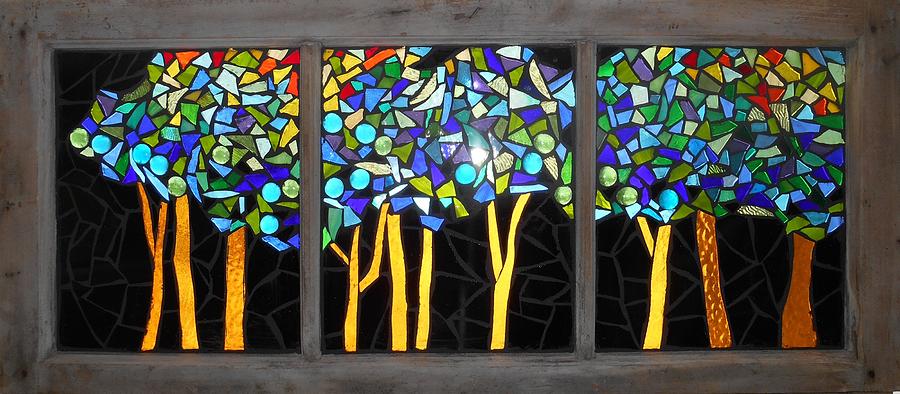 Mosaic Stained Glass - Dark Forest Glass Art by Catherine Van Der Woerd