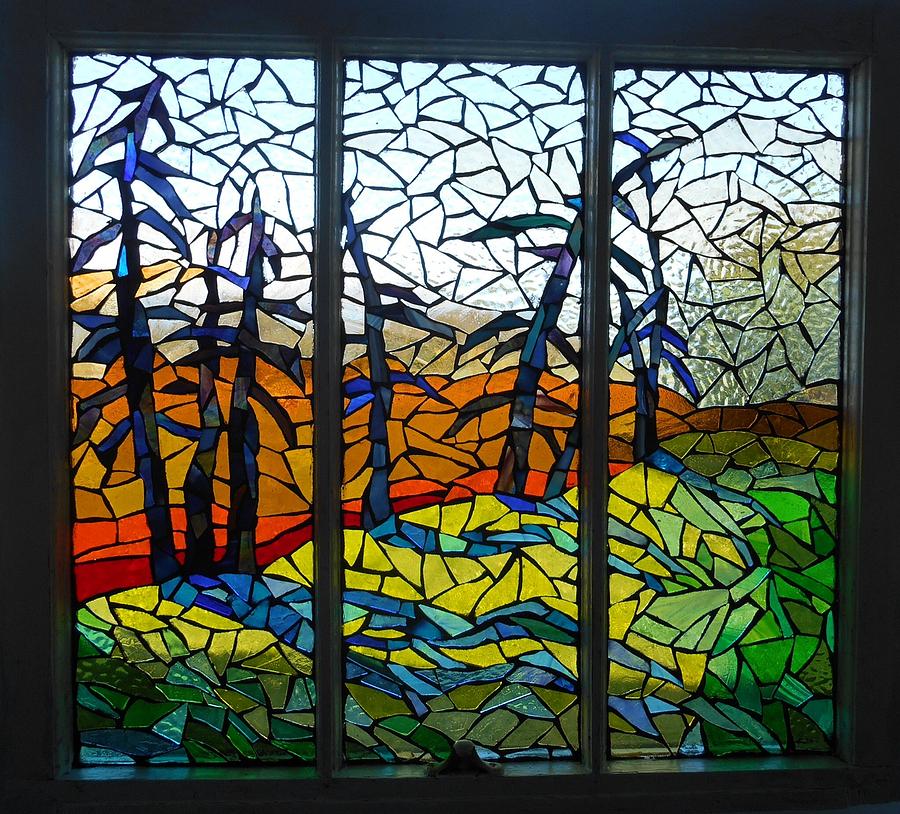 Tree Glass Art - Mosaic Stained Glass - Dusk by Catherine Van Der Woerd