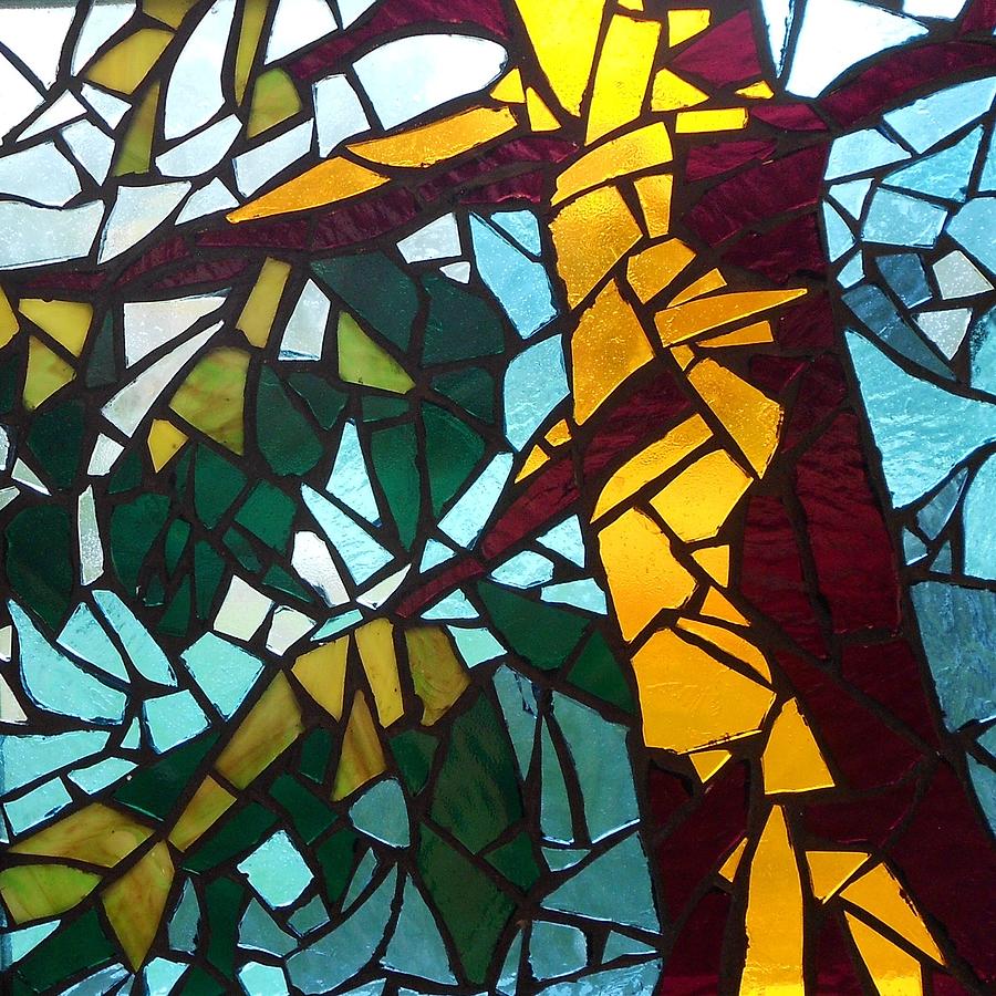 Mosaic Stained Glass - First tree Glass Art by Catherine Van Der Woerd
