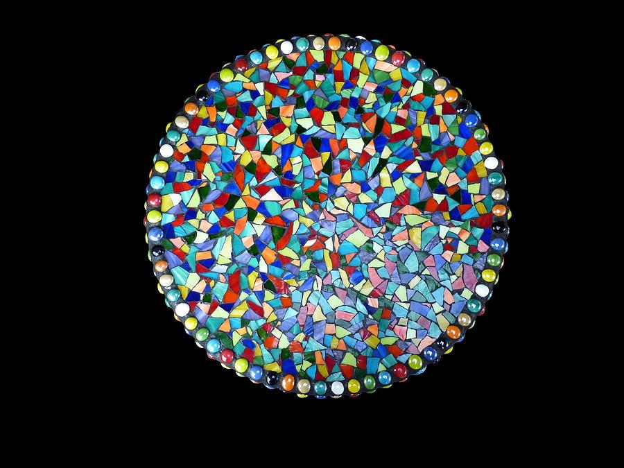 Lazy Susan Mixed Media - Mosaic Stained Glass Lazy Susan by Katherine Sutcliffe