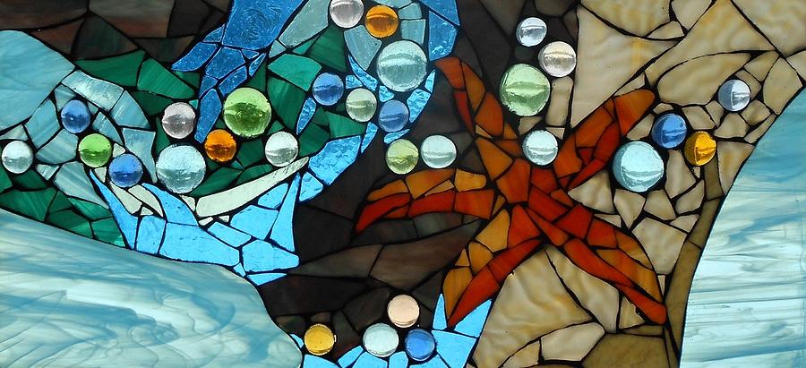 Mosaic Stained Glass - Low Tide Glass Art by Catherine Van Der Woerd