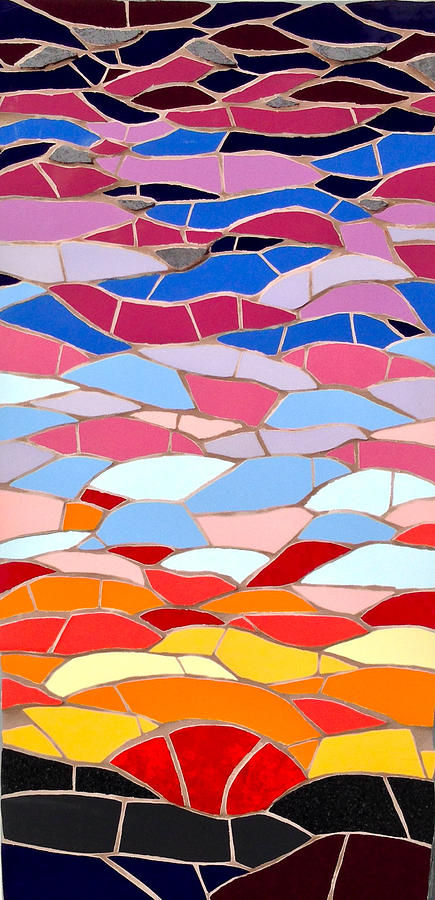 Sunset Ceramic Art - Mosaic sunset by Felicity Ball