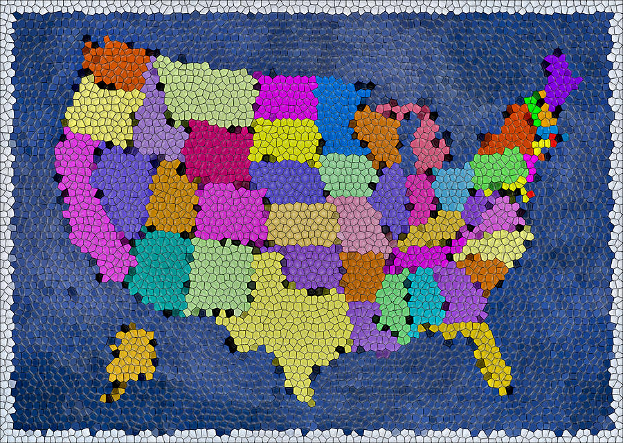 Mosaic US Map Digital Art by Nina Bradica