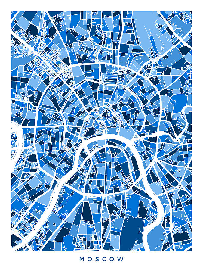 Moscow Digital Art - Moscow City Street Map by Michael Tompsett