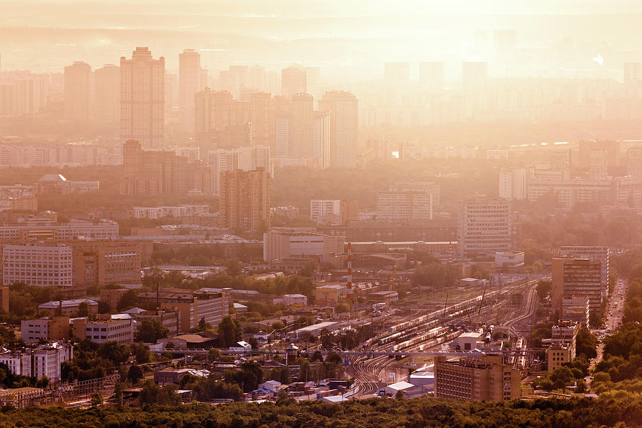 Moscow Cityscape In Sunset Light Photograph by Mordolff