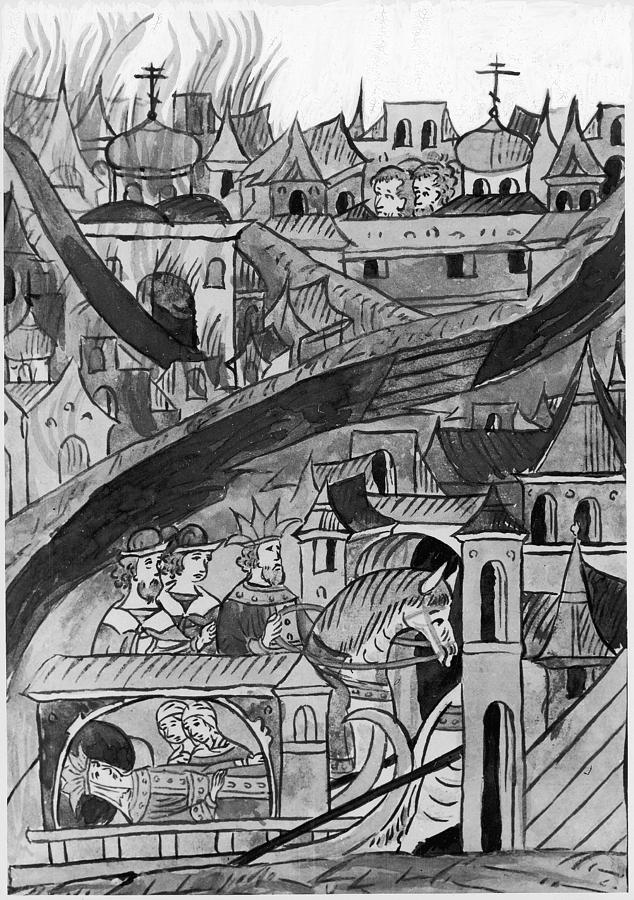 Moscow Drawing - Moscow Fire, 1547 by Granger