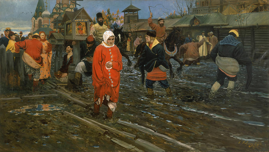 Moscow Painting - Moscow Street on a Public Holiday by Mountain Dreams