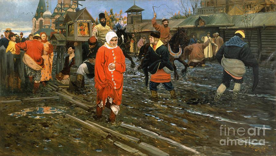 Moscow Street Scene 17th Century Painting by Thea Recuerdo
