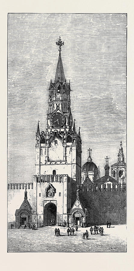 Moscow Drawing - Moscow The Sacred Gate Of The Kremlin Russia 1874 by English School