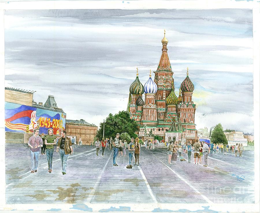 Moscow Drawing - Moscow then and now by Mark Mahoney