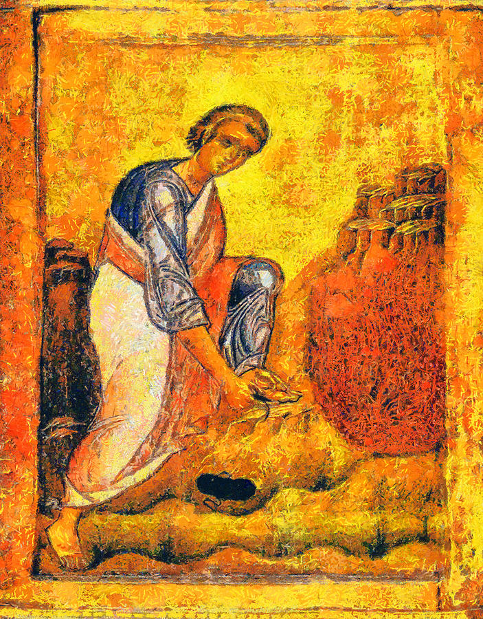 Moses and the burning bush Painting by George Rossidis