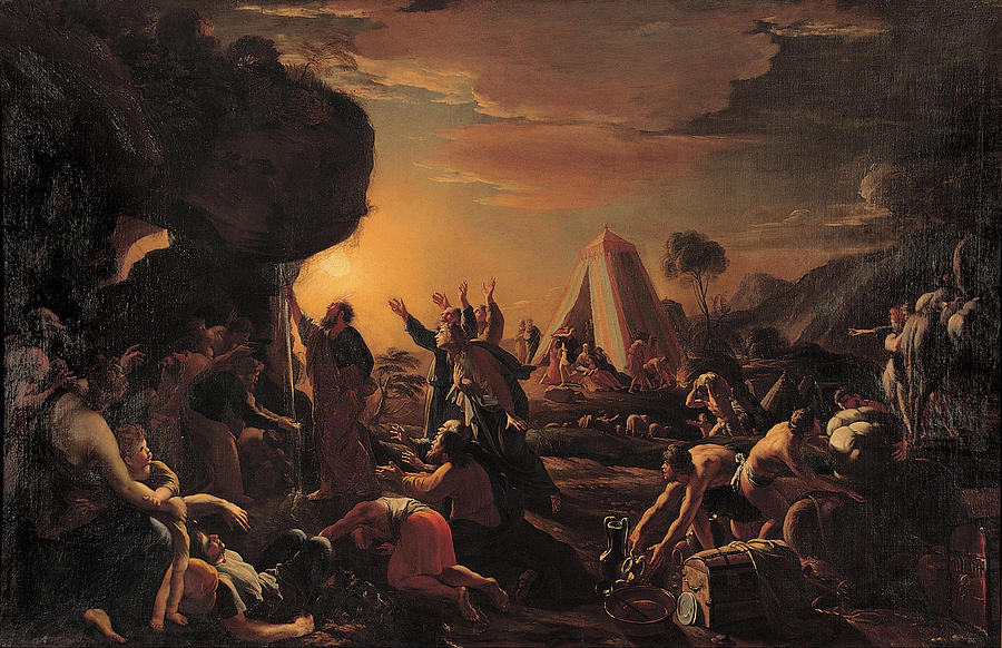 Moses draws water from the Rock Painting by Francois Perrier