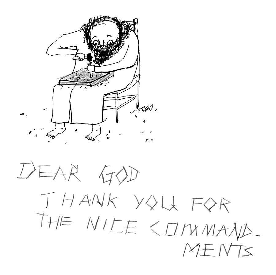 Moses Engraves Dear G-d Drawing by Edward Steed