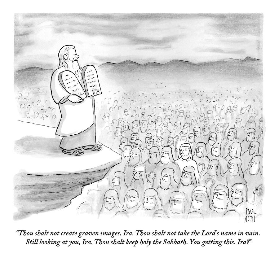 Moses Recites The Ten Commandments To An Audience Drawing by Paul Noth