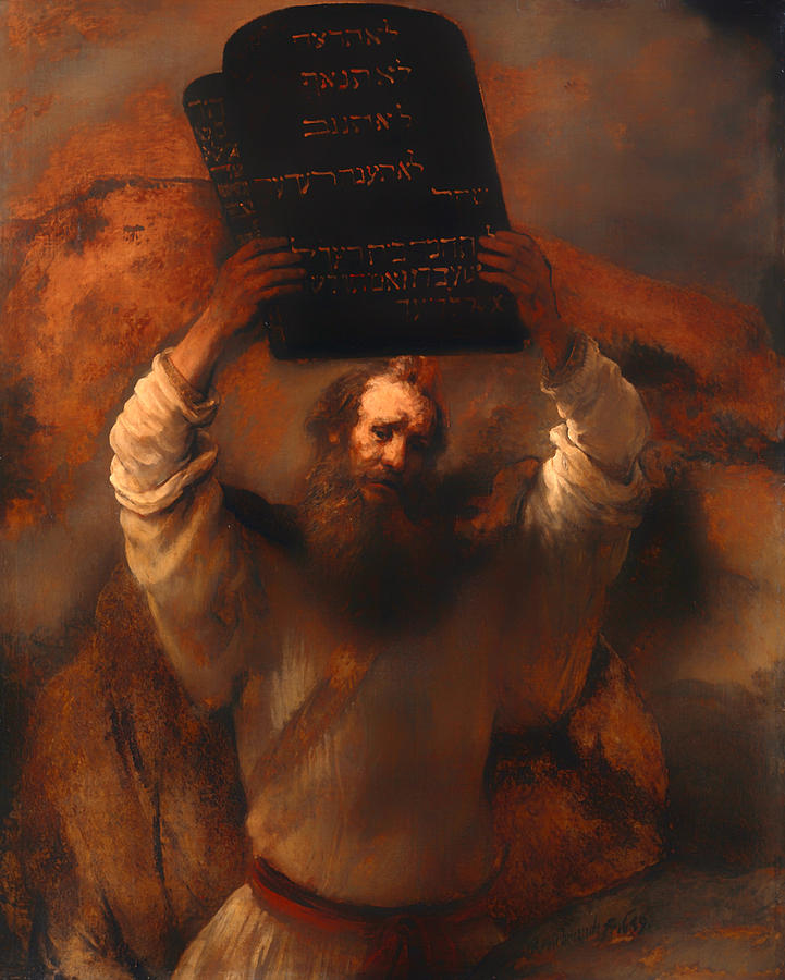 Vintage Painting - Moses with the Ten Commandments  by Mountain Dreams