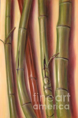 Moso and Red Bamboo Painting by Rand Burns