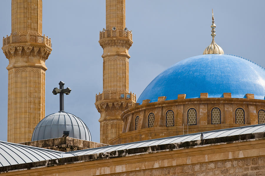 Mosque and church juxtaposed in Beirut, Lebanon Photograph by Joel Carillet