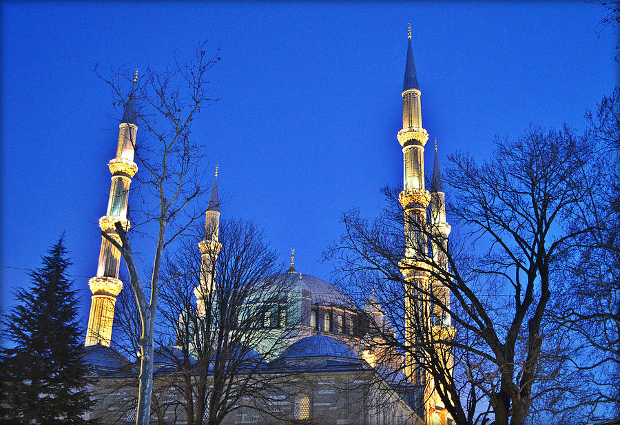 Mosque at night Photograph by Rumiana Nikolova