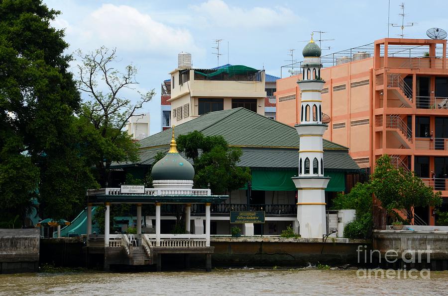 Mosque on Chao Phraya river bank Bangkok Thailand Photograph by Imran Ahmed