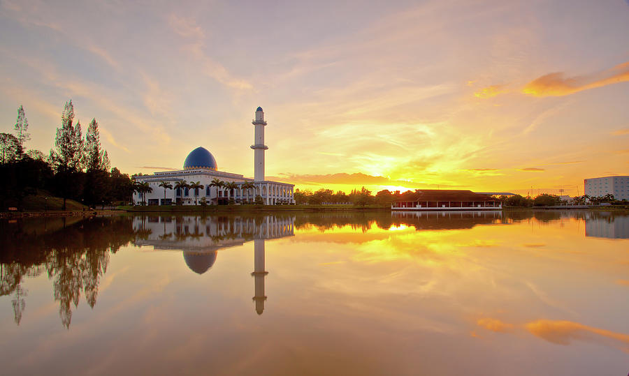 Mosque With Reflection On A Lake Photograph by Khairul Fitri Mohamad