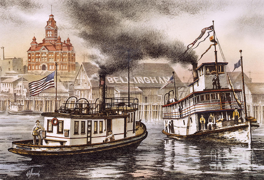 Mosquito Fleet Steamboats Painting by James Williamson