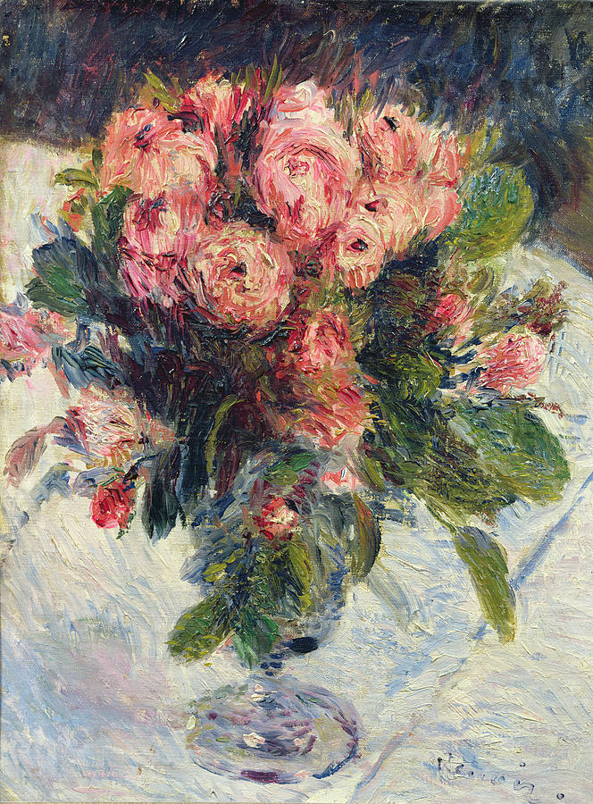 Pierre Auguste Renoir Painting - Moss roses by Pierre Auguste Renoir