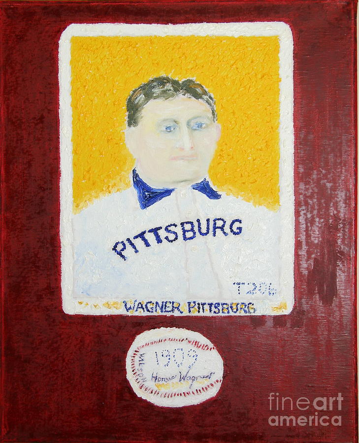 Honoring Honus Wagner Most Expensive Card T206 Honus Wagner and Signed Baseball Painting by Richard W Linford