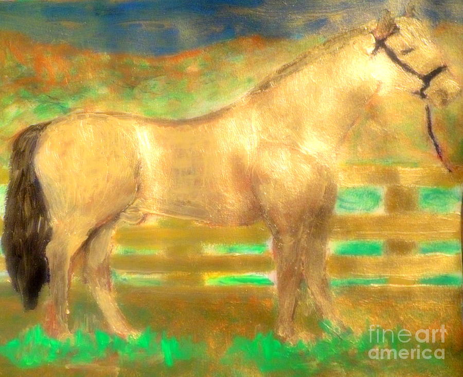 Most Expensive Horse Fusaichi Pegasus Gold Sixty Million Dollars Painting by Richard W Linford