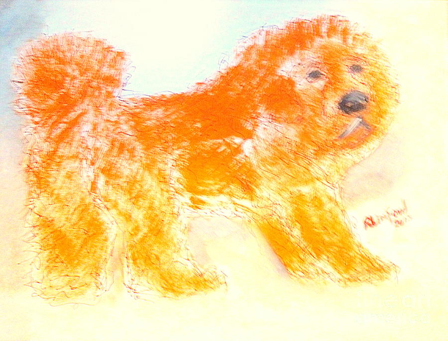 Most Expensive Puppy Red Tibetan Mastiff Big Splash sold for One and a Half Million Dollars Painting by Richard W Linford