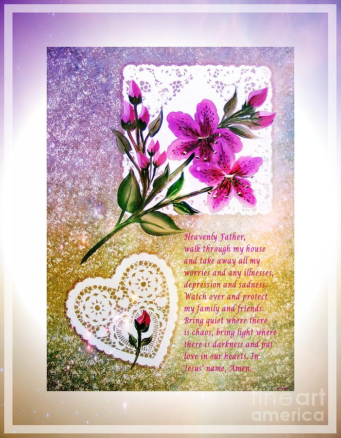 Lily Mixed Media - Most Powerful Prayer with Doilies and Lilies by Barbara A Griffin