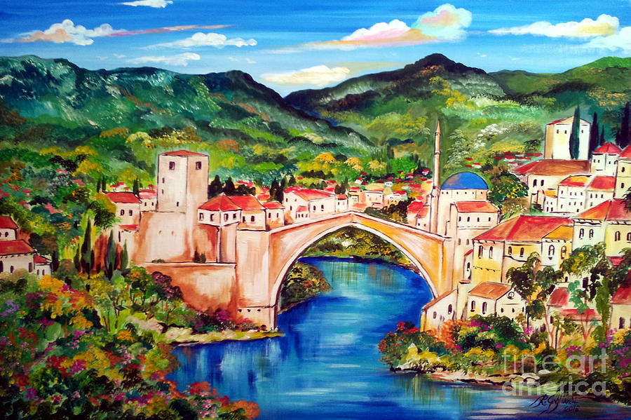Mostar Painting by Roberto Gagliardi