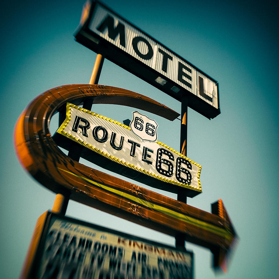 Vintage Photograph - Route 66 Motel Sign by Dave Bowman