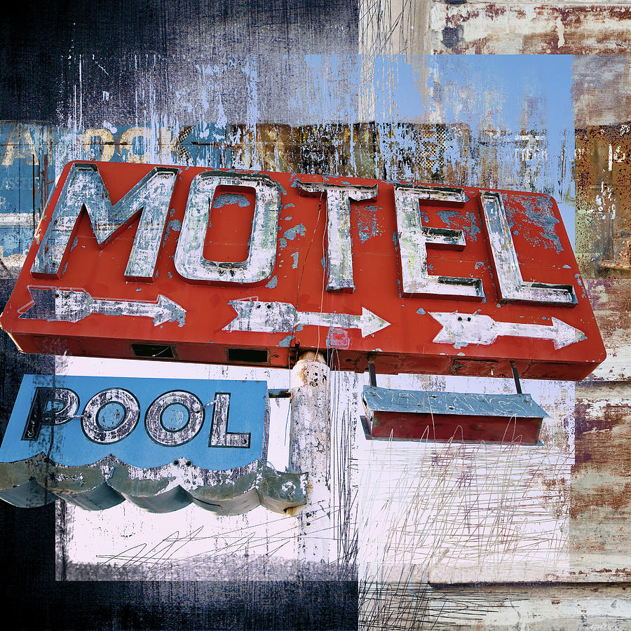 Motel pool Digital Art by Luz Graphic Studio