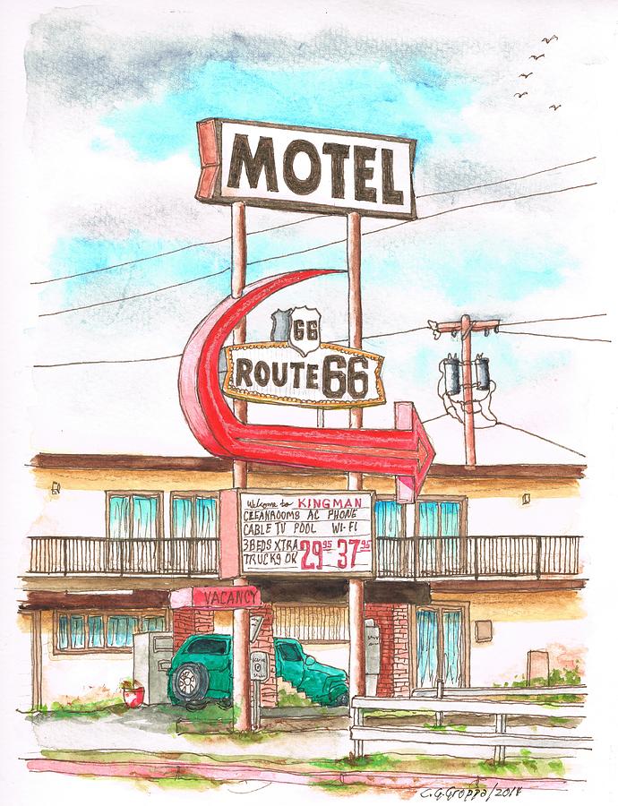 Motel Route 66 in Route 66, Andy Devine Ave., Kingman, Arizona Painting by Carlos G Groppa