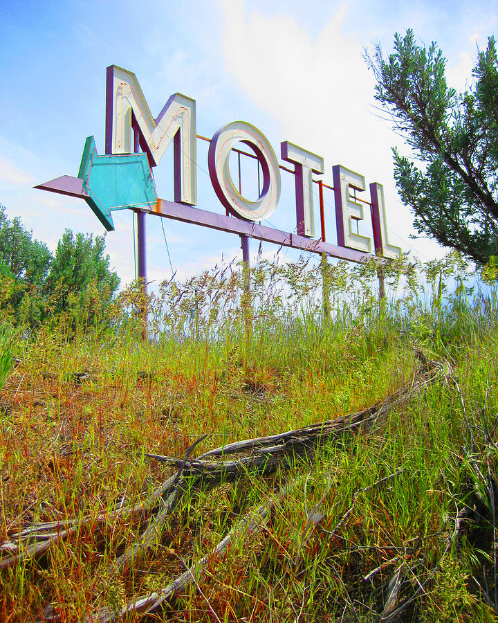 Motel Sign - arrow 2 Photograph by Larry Hunter