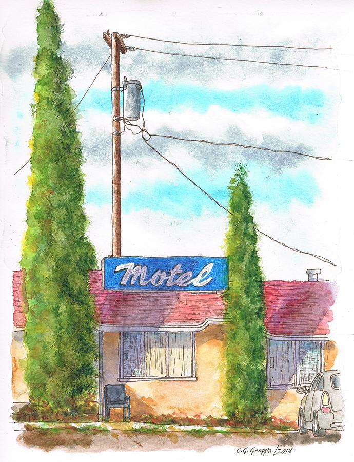 Landscape Painting - Motel sign in Route 66, Andy Devine Ave., Kingman, Arizona by Carlos G Groppa