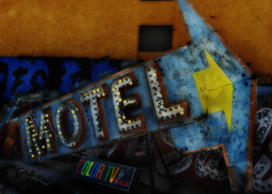Motel with Color TV sign Photograph by Gary Warnimont