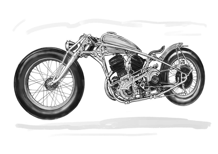 Motercycle drawing art sketch - 3 Painting by Kim Wang | Fine Art America