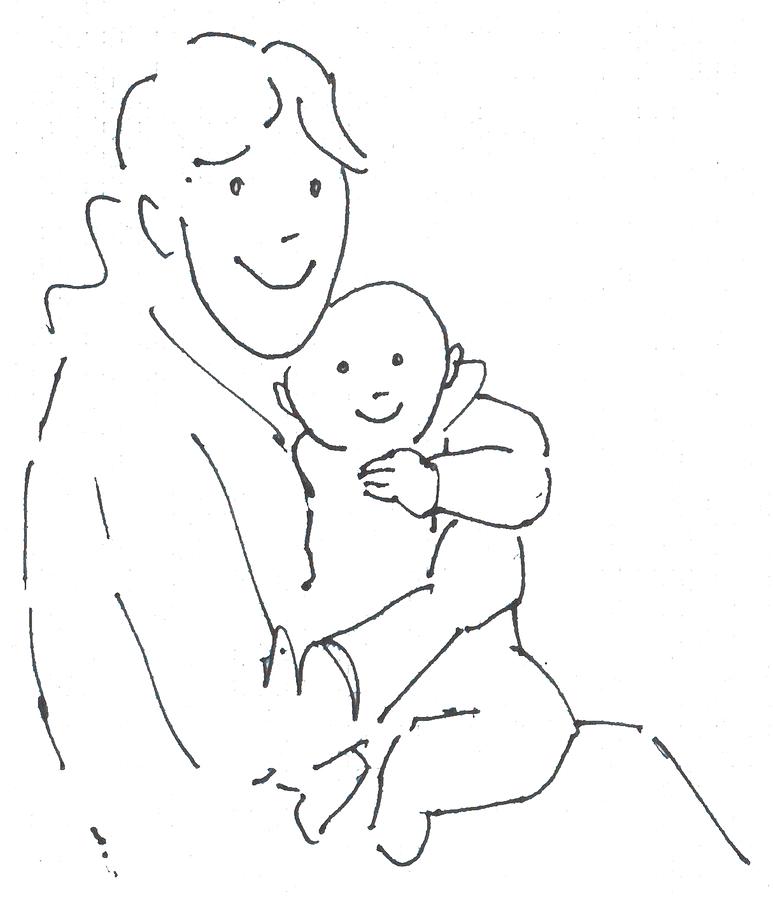 Mother and Baby Cartoon Drawing by Mike Jory