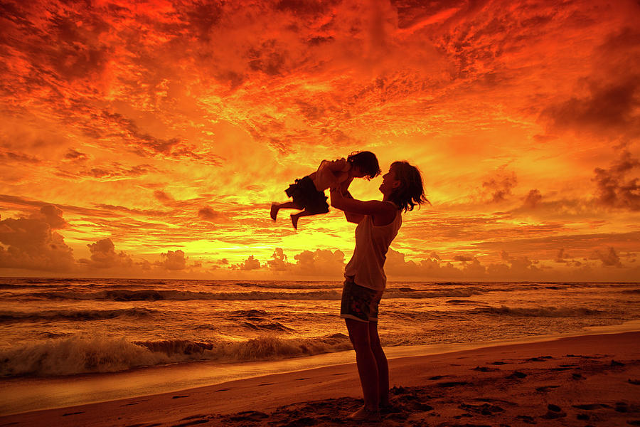 Mother And Baby Watching Sunset Photograph by David Santiago Garcia ...