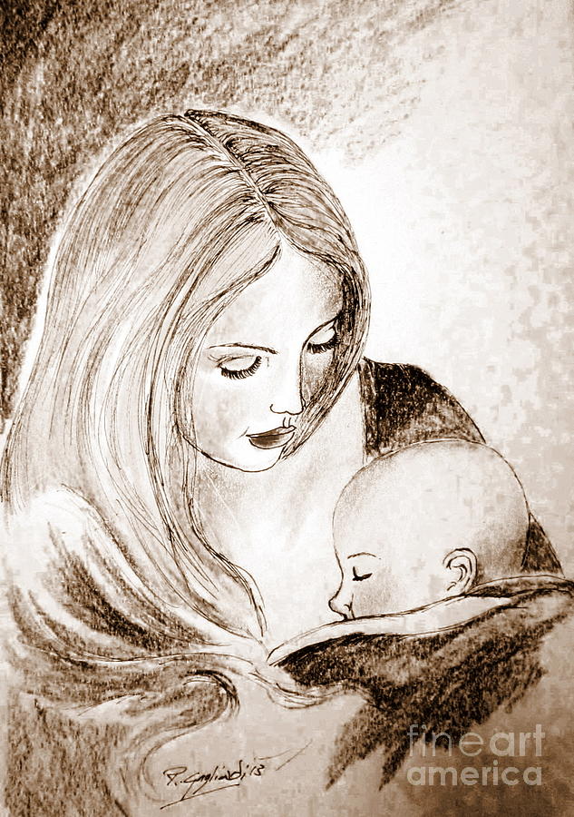 Mother and child 2 Painting by Roberto Gagliardi