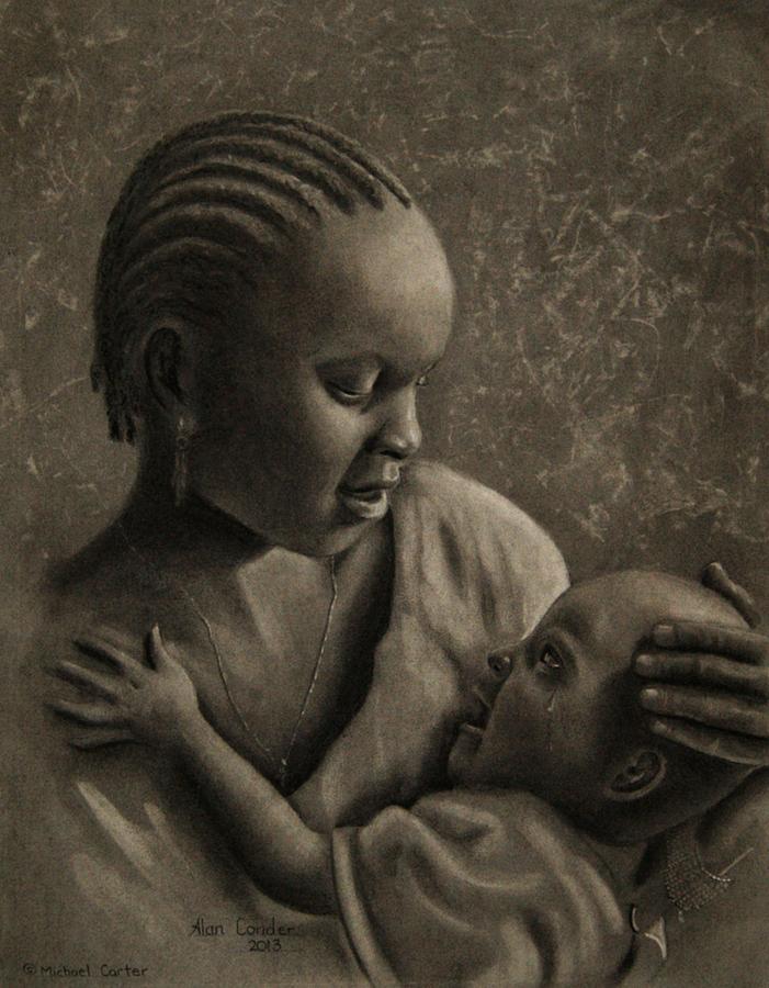 Mother and Child Drawing by Alan Conder