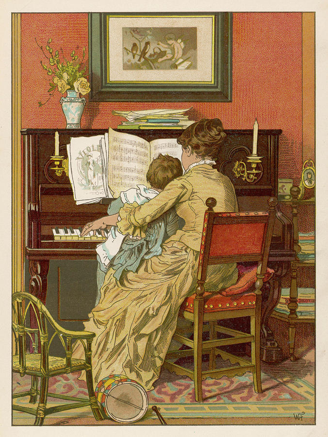 Mother And Child At The Piano Drawing by Mary Evans Picture Library ...