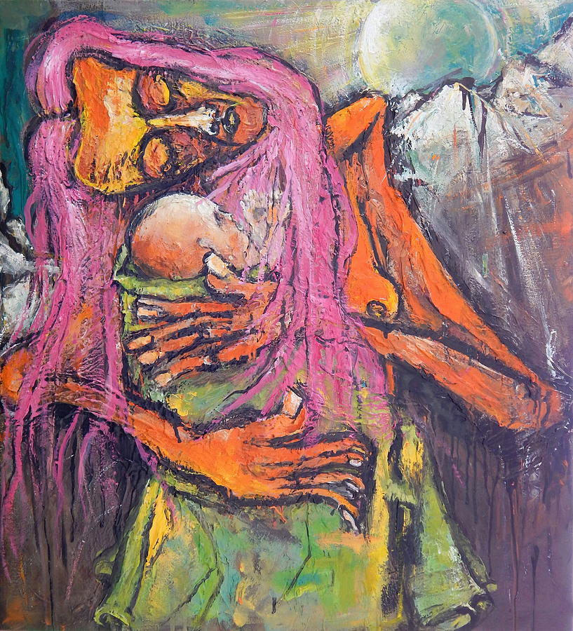 Nude Painting - Mother and Child before Landscape by Kenneth Agnello