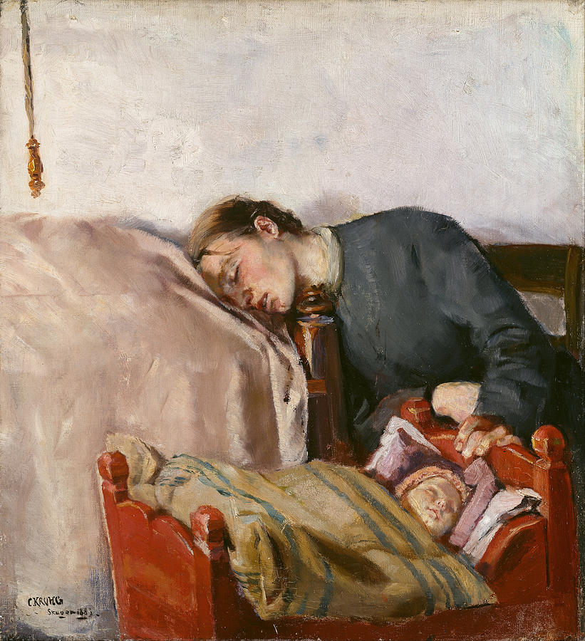 Mother and Child Painting by Christian Krohg