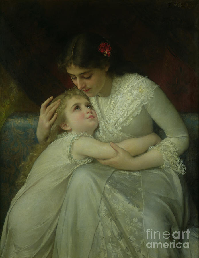 Female Painting - Mother and Child by Emile Munier