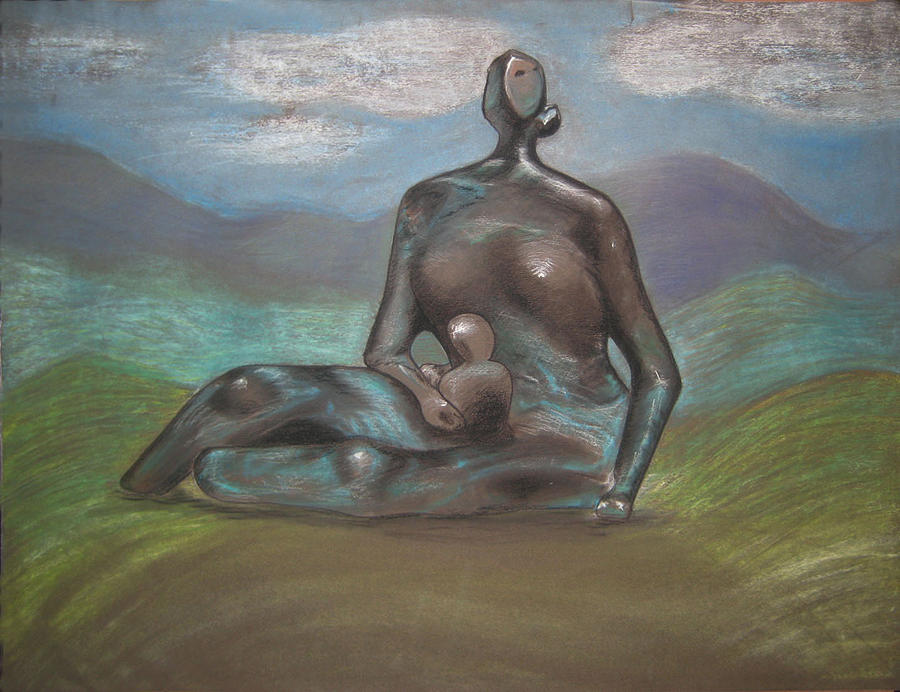 Mother and Child Drawing by Karen Coggeshall
