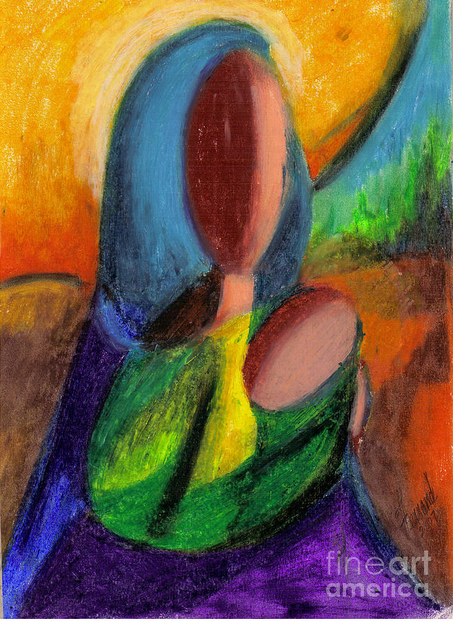 Mother and Child Pastel by Karen  Ferrand Carroll